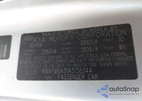 2010 Kia Forte Koup Sx from USA, damaged, VIN KNAFW6A31A5156344